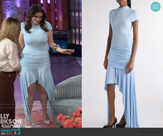 Barbie Ferreira’s blue asymmetric dress on The Kelly Clarkson Show