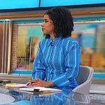 Adriana Diaz’s blue striped shirtdress on CBS Mornings