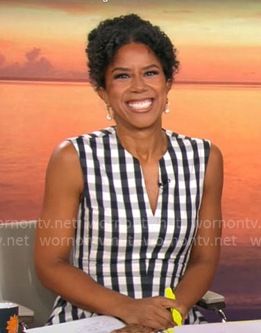 Adriana Diaz's gingham check midi dress on CBS Mornings