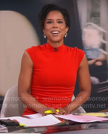 Adriana Diaz's red mock-neck dress on CBS Mornings