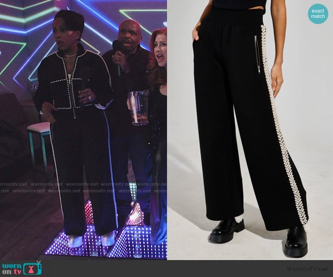 Barbara’s black pearl trim pants on Abbott Elementary