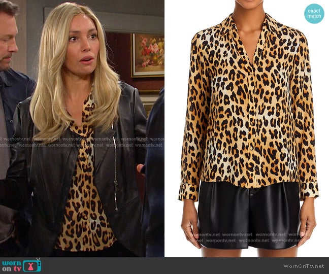 Alice + Olivia Eloise Leopard Print Blouse worn by Theresa Donovan (Emily O'Brien) on Days of our Lives