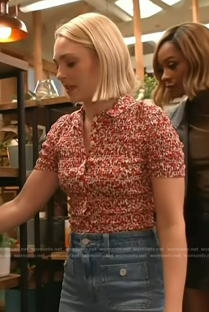 Annasophia Robb’s floral print top on Access Hollywood