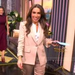 Alyssa’s beige ruched sleeve blazer on The View