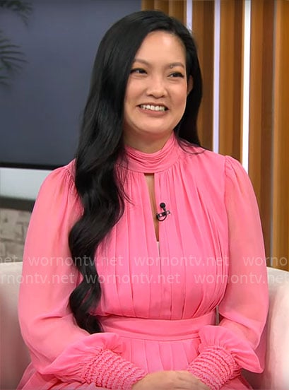 Amanda Nguyen’s pink pleated dress on CBS Mornings