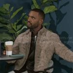 Andre’s beige printed jacket on Beyond the Gates