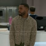 Andre’s beige printed jacket on Beyond the Gates