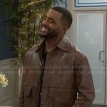 Andre’s brown leather jacket on Beyond the Gates