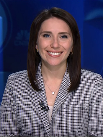 Angelica Peebles’s grey plaid blazer on NBC News Daily