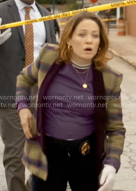 Angie's green plaid jacket on Will Trent