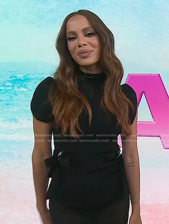 Anita’s black tie waist mock neck top on Today