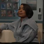 Athena's grey ribbed layered sweater on 9-1-1