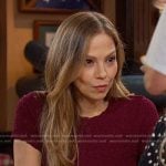 Ava’s burgundy textured tee on Days of our Lives