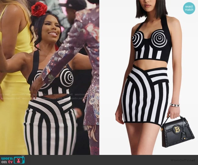 Kelli’s black and white stripe skirt on RHOA