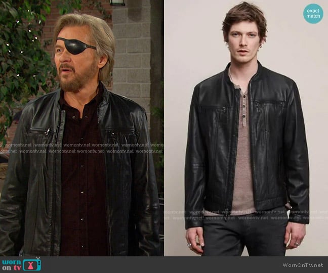 Band Collar Leather Jacket John Varvatos Star USA worn by Steve (Stephen Nichols) on Days of our Lives