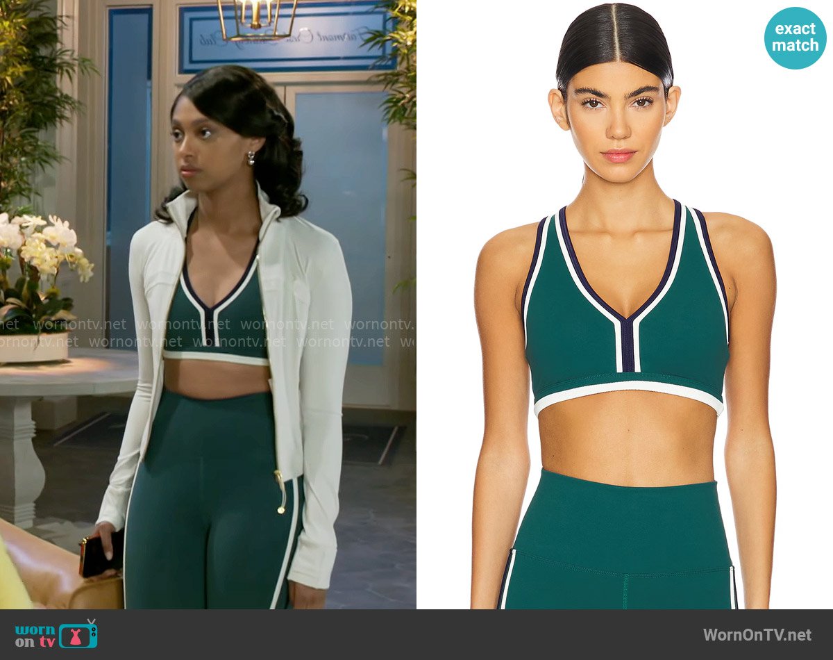 Beach Riot Ida Top in Pine Green worn by Kat Richardson (Colby Muhammad) on Beyond the Gates