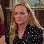 Belle’s black polka dot tie neck dress on Days of our Lives