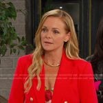 Belle’s rose print cami and red blazer on Days of our Lives