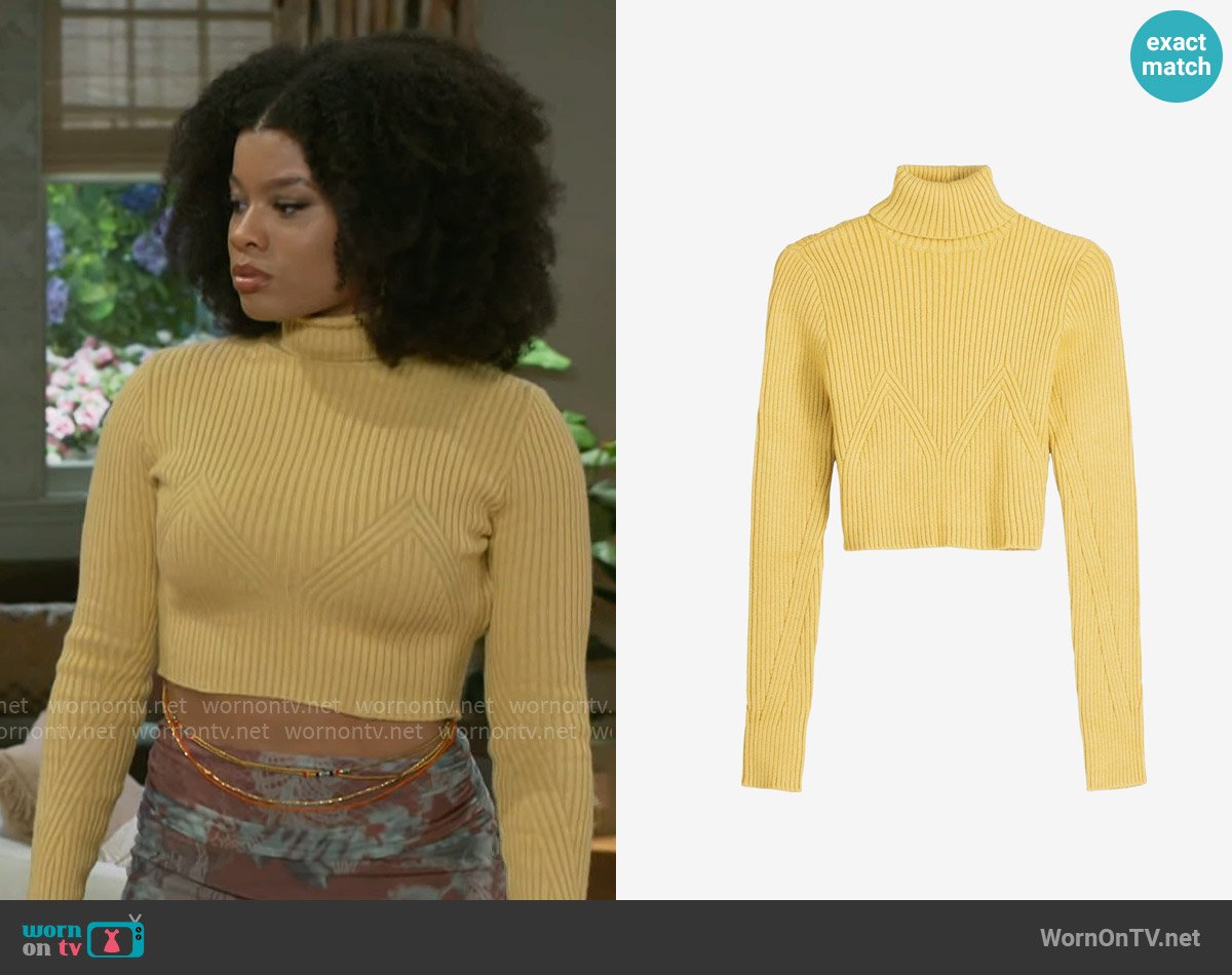 Bershka Cropped Turtleneck worn by Eva Thomas (Ambyr Michelle) on Beyond the Gates