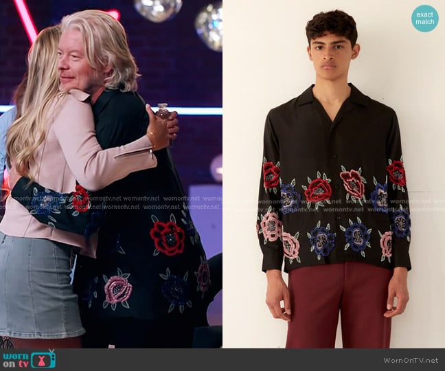 Bode Beaded Poppy Long Sleeve Shirt worn by Phillip Sweet on The Voice