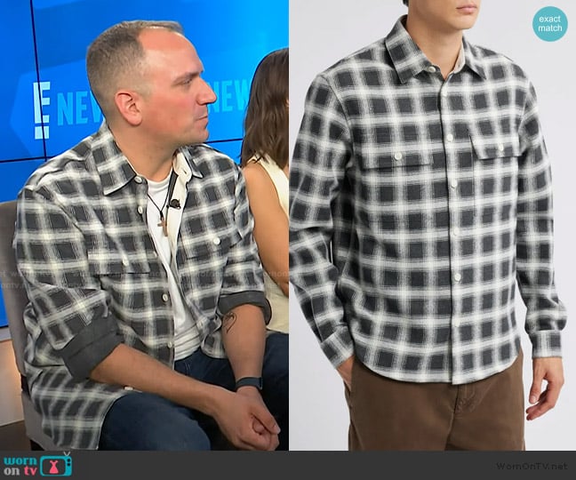 BOSS Owen Shadow Check Button-Up Overshirt worn by Ken Urker on E! News