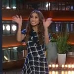 Brenda Song’s tweed asymmetric dress on The Kelly Clarkson Show