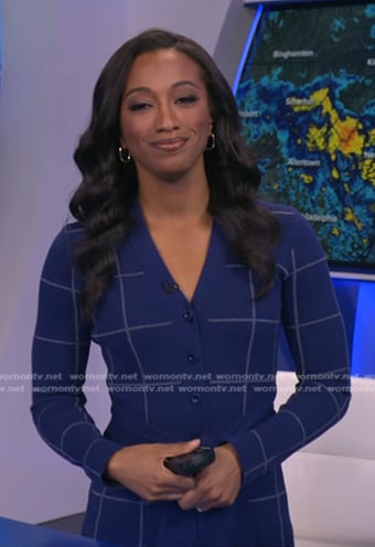 Brittany's blue windowpane knit dress on Good Morning America
