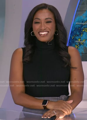 Brittany's grey plaid wrap skirt on Good Morning America