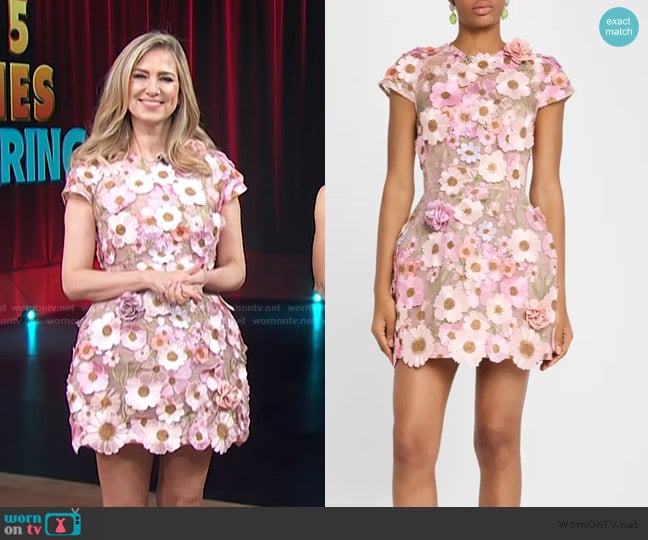 Bronx and Banco Jasmine Embroidered Floral Applique Mini Dress worn by Nikki Novak on E! News