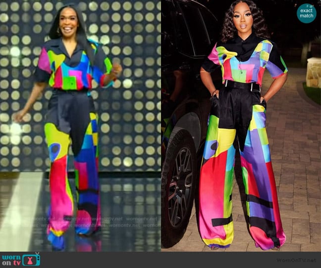 WornOnTV: Michelle Williams’s colorblock top and pants on Tamron Hall ...