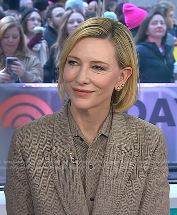 Cate blanchett’s brown herringbone blazer on Today