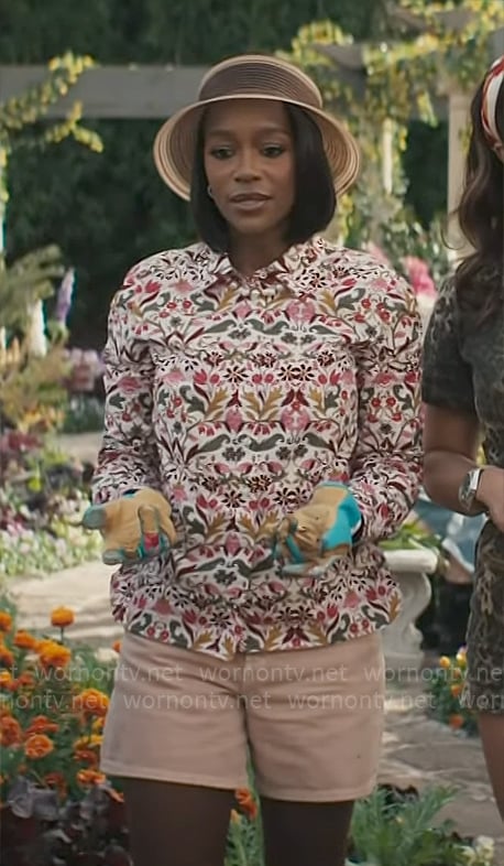 Catherine’s floral button down shirt on Grosse Pointe Garden Society