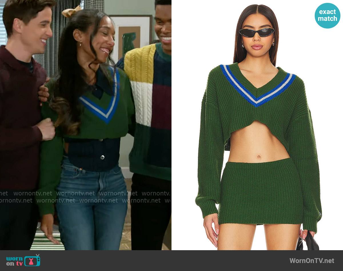 Champion x Danielle Guizio Crop Rib Knit Pullover Sweater worn by Samantha Richardson (Najah Jackson) on Beyond the Gates