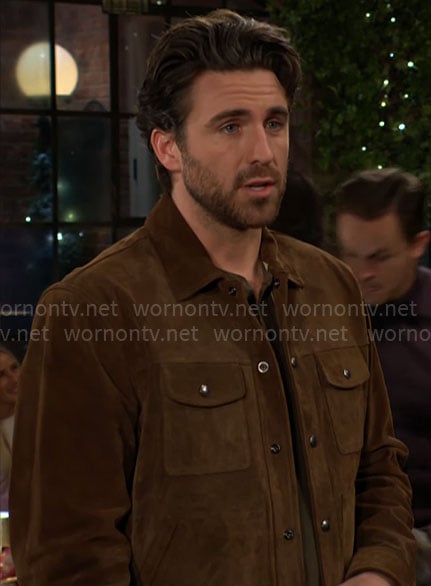 Chance's brown suede jacket on The Young and the Restless