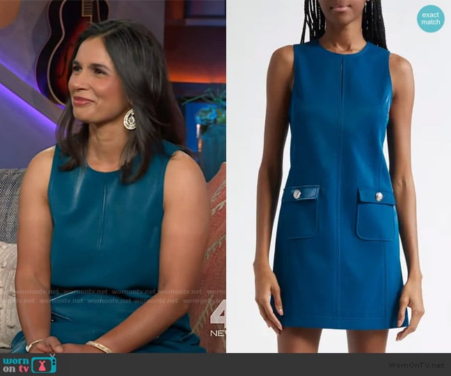 Cinq a Sept Mia Embossed Faux Leather Sleeveless Minidress worn by Tara Chklovski on The Kelly Clarkson Show