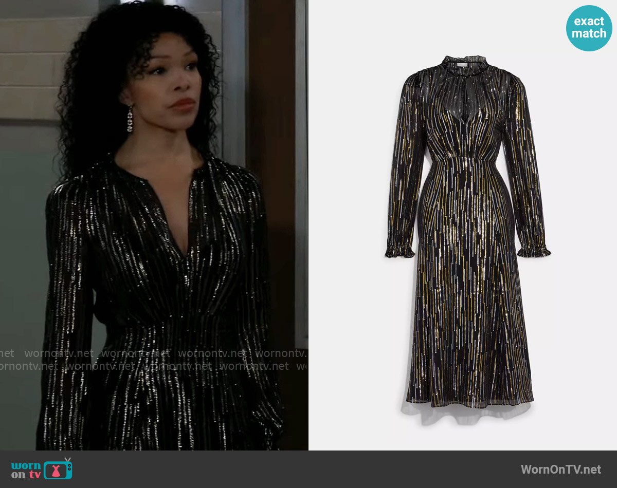 Coach Long Party Dress worn by Portia Robinson (Brook Kerr) on General Hospital