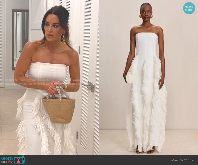 Kyle’s white strapless fringe dress on RHOBH