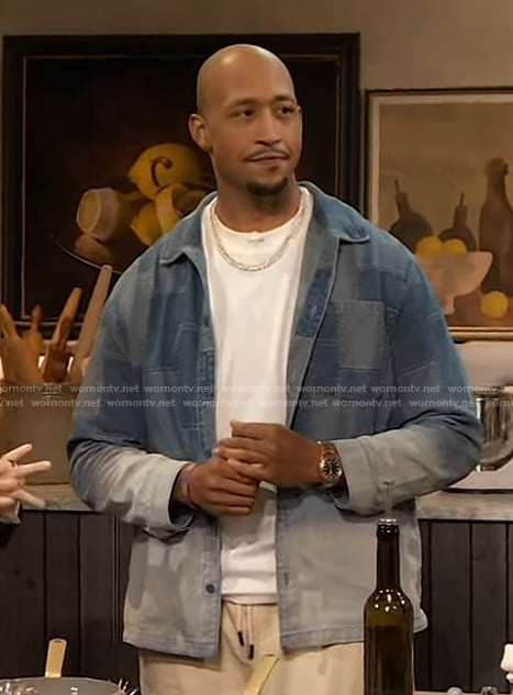 Dakari Akorede’s check denim shirt on The Drew Barrymore Show