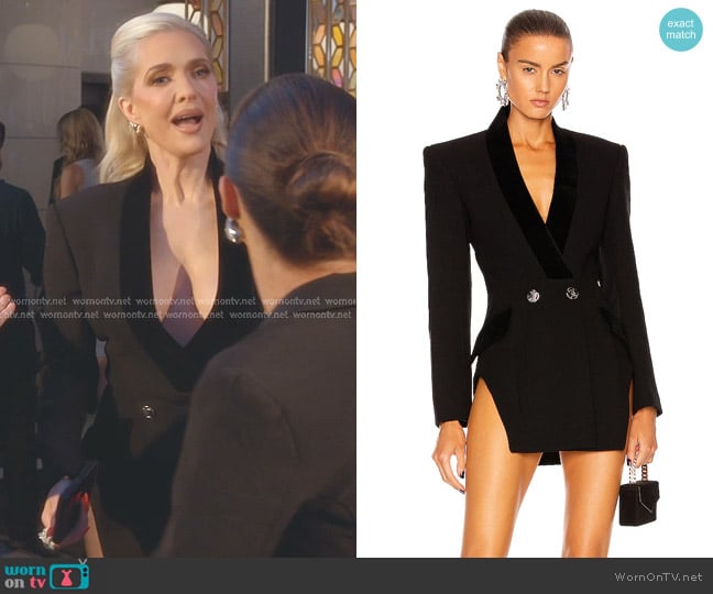 David Koma Velvet Lapel Cutout Dress worn by Erika Jayne on The Real Housewives of Beverly Hills