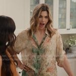 Delfi Figueras’ green floral shirt and pants set on With Love Meghan