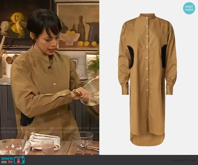 Diotima Minott Shirt Dress worn by Pilar Valdes on The Drew Barrymore Show