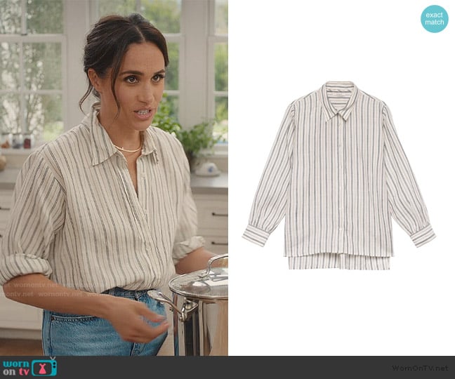 Doen Hava Top in Leone Stripe worn by Meghan Markle on With Love Meghan