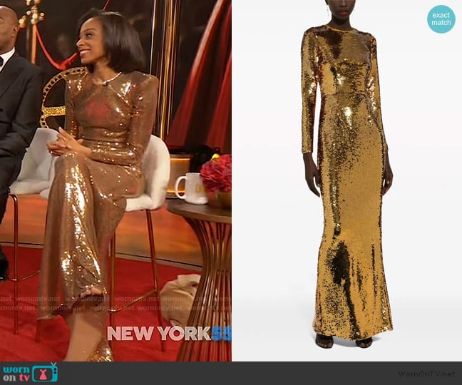 Dolce and Gabbana Sequinned Mermaid Gown worn by Nischelle Turner on The Drew Barrymore Show