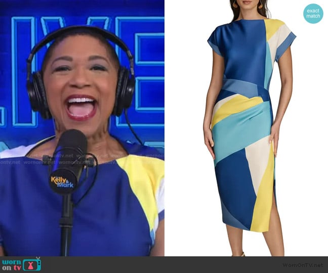 Donna Karan New York Colorblock Scuba Midi Dress worn by Deja Vu on Live with Kelly and Mark