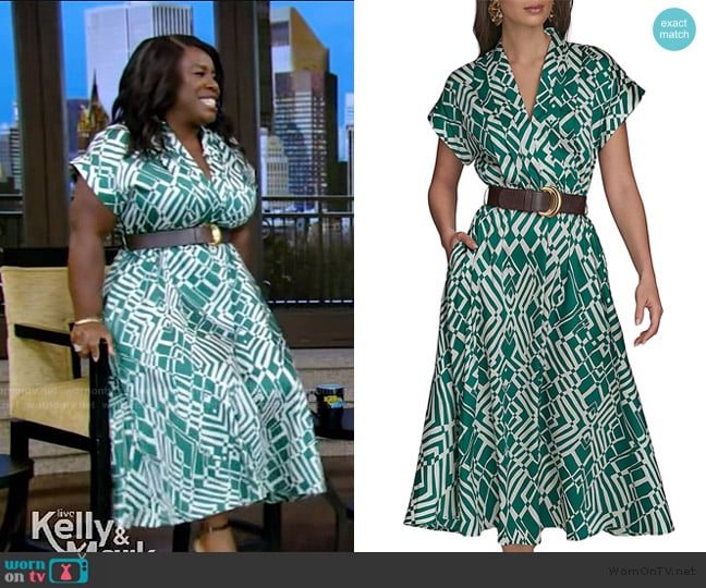 Uzo Aduba’s green geometric print dress on Live with Kelly