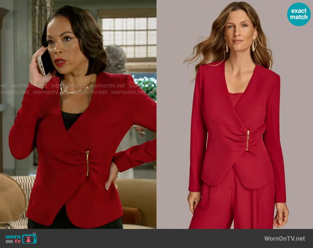 Donna Karan Asymmetrical Zip Front Blazer worn by Nicole Dupree Richardson (Daphnee Duplaix) on Beyond the Gates