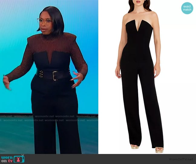 Dress the Population Fernanda Strapless Wide Leg Jumpsuit worn by Jennifer Hudson on The Jennifer Hudson Show