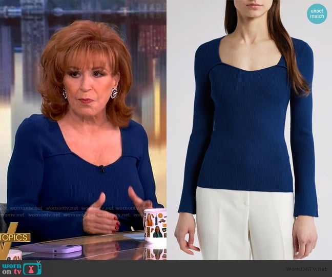 Elie Tahari The Sydney Rib Sweetheart Sweater worn by Joy Behar on The View