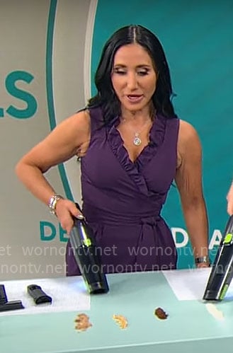 Elizabeth Werner's purple ruffled wrap dress on CBS Mornings