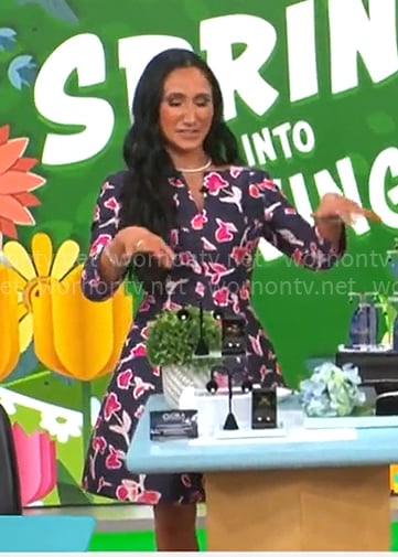 Elizabeth Werner's blue and pink floral dress on CBS Mornings